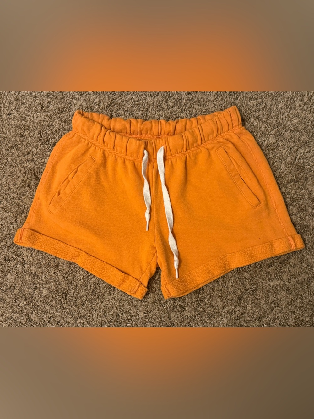 PINK Victoria's Secret CAMPUS FLEECE Orange & White Shorts